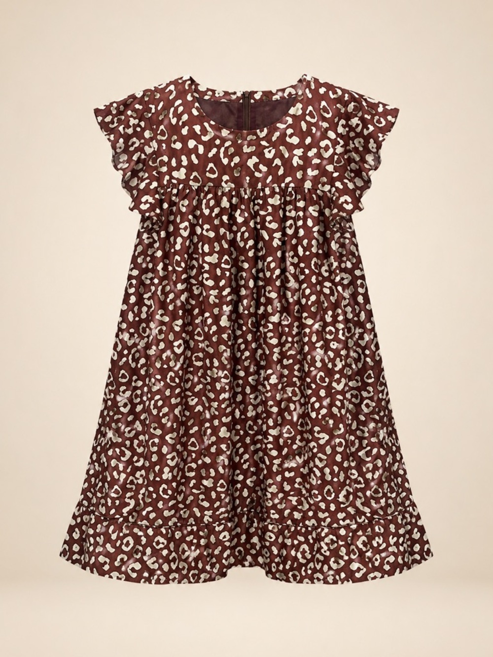 &merci Womens Mini Babydoll Dress in Brown Leopard Print (rack)